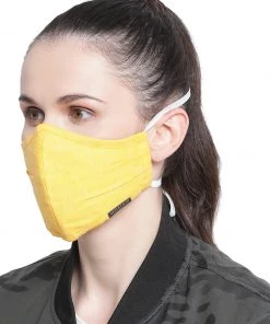 Rakhi Vastramay Unisex 3 -Ply Solid Reusable Anti-Pollution, Comfortable Large Coverage With Head Band Wellness Biker Masks In Yellow - Pack Of 1