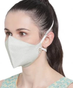 Vastramay Unisex 3 -Ply Self Design Reusable Anti-Pollution, Comfortable Large Coverage With Head Band Wellness Masks In Green - Pack Of 1 Rakhi