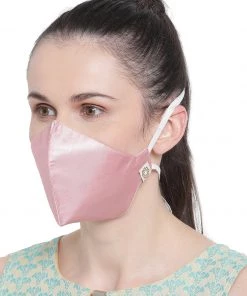Rakhi Vastramay Unisex 3 -Ply Solid Reusable Anti-Pollution, Comfortable Large Coverage With Head Band Wellness Masks In Pink - Pack Of 1