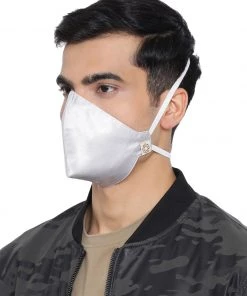 Vastramay Unisex 3 -Ply Solid Reusable Anti-Pollution, Comfortable Large Coverage With Head Band Wellness Masks In Silver - Pack Of 1