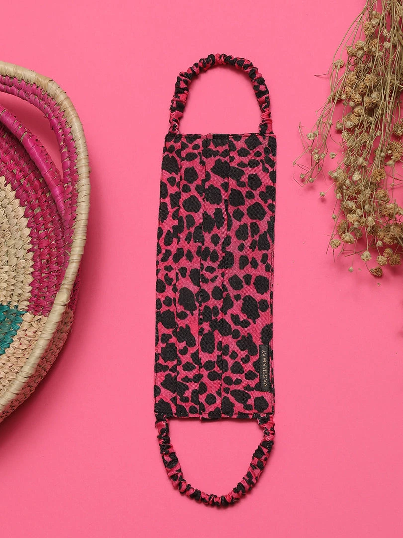 Vastramay Unisex 2-Ply Animal Printed Reusable Free Size Comfortable, Ear Loop Wellness Masks In Leopard Pink - Pack Of 1 3 Vastramay Unisex 2-Ply Animal Printed Reusable Free Size Comfortable, Ear Loop Wellness Masks In Leopard Pink - Pack Of 1