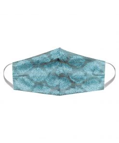 Vastramay Unisex 2 Ply Self Design Blue Brocade Reusable Face Mask Rakhi