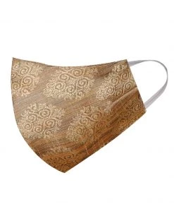 Vastramay Unisex 2 Ply Brown Self Design Brocade Reusable Face Mask