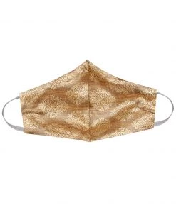 Vastramay Unisex 2 Ply Brown Self Design Brocade Reusable Face Mask