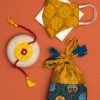 Vastramay Eco-Friendly Cotton Raksha Bandhan Rakhi, Mask And Potli Set