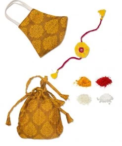 Vastramay Eco-Friendly Cotton Raksha Bandhan Rakhi, Mask And Potli Set