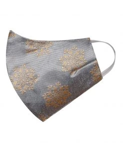 Vastramay Rakhi Unisex 2 Ply Self Design Banarasi Brocade Reusable Face Mask
