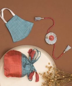 Vastramay Eco-Friendly Cotton Raksha Bandhan Rakhi, Mask And Potli Set
