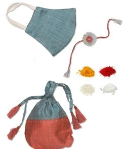 Vastramay Eco-Friendly Cotton Raksha Bandhan Rakhi, Mask And Potli Set