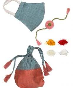 Vastramay Eco-Friendly Cotton Raksha Bandhan Rakhi, Mask And Potli Set