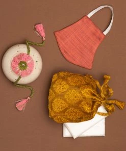 Vastramay Eco-Friendly Cotton Raksha Bandhan Rakhi, Mask And Potli Set
