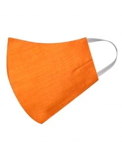 Vastramay Unisex 2 Ply Orange Cotton Textured Reusable Face Mask Rakhi