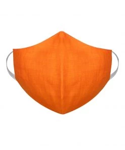 Vastramay Unisex 2 Ply Orange Cotton Textured Reusable Face Mask Rakhi