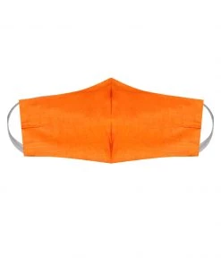 Vastramay Unisex 2 Ply Orange Cotton Textured Reusable Face Mask Rakhi