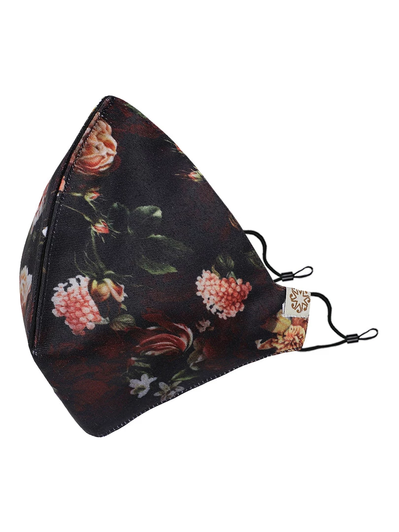 Rakhi Vastramay Unisex 4 -Ply Floral Printed Reusable Anti-Pollution, Comfortable Large Coverage With Ear Loops Wellness Masks In Black - Pack Of 1 4 Rakhi Vastramay Unisex 4 -Ply Floral Printed Reusable Anti-Pollution, Comfortable Large Coverage With Ear Loops Wellness Masks In Black - Pack Of 1