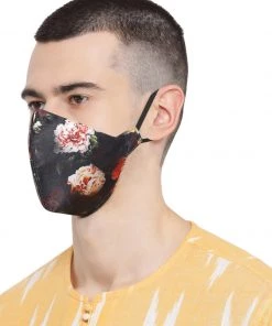 Rakhi Vastramay Unisex 4 -Ply Floral Printed Reusable Anti-Pollution, Comfortable Large Coverage With Ear Loops Wellness Masks In Black - Pack Of 1 12 Rakhi Vastramay Unisex 4 -Ply Floral Printed Reusable Anti-Pollution, Comfortable Large Coverage With Ear Loops Wellness Masks In Black - Pack Of 1