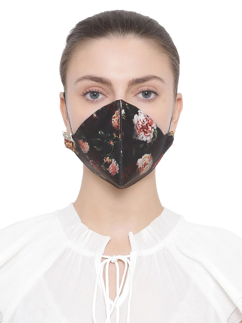 Rakhi Vastramay Unisex 4 -Ply Floral Printed Reusable Anti-Pollution, Comfortable Large Coverage With Ear Loops Wellness Masks In Black - Pack Of 1 6 Rakhi Vastramay Unisex 4 -Ply Floral Printed Reusable Anti-Pollution, Comfortable Large Coverage With Ear Loops Wellness Masks In Black - Pack Of 1