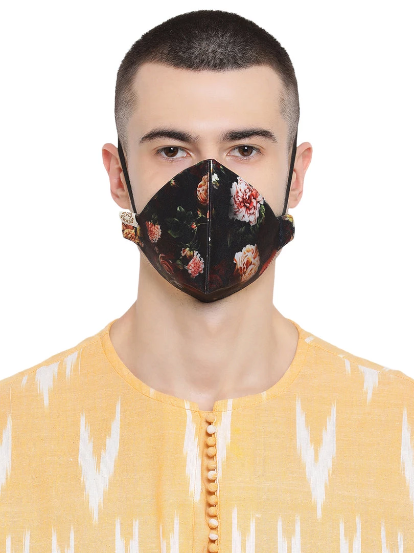Rakhi Vastramay Unisex 4 -Ply Floral Printed Reusable Anti-Pollution, Comfortable Large Coverage With Ear Loops Wellness Masks In Black - Pack Of 1 7 Rakhi Vastramay Unisex 4 -Ply Floral Printed Reusable Anti-Pollution, Comfortable Large Coverage With Ear Loops Wellness Masks In Black - Pack Of 1