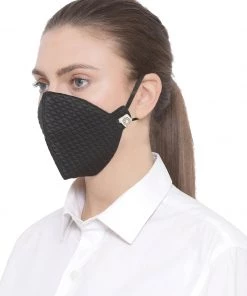 Rakhi Vastramay Unisex 4 -Ply Quilted Reusable Anti-Pollution, Comfortable Large Coverage With Ear Loops Wellness Masks In Black - Pack Of 1