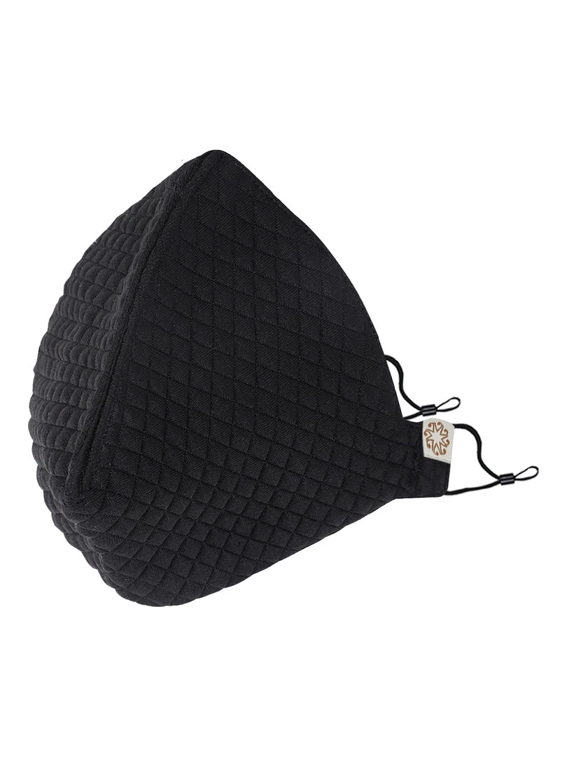 Rakhi Vastramay Unisex 4 -Ply Quilted Reusable Anti-Pollution, Comfortable Large Coverage With Ear Loops Wellness Masks In Black - Pack Of 1 4 Rakhi Vastramay Unisex 4 -Ply Quilted Reusable Anti-Pollution, Comfortable Large Coverage With Ear Loops Wellness Masks In Black - Pack Of 1