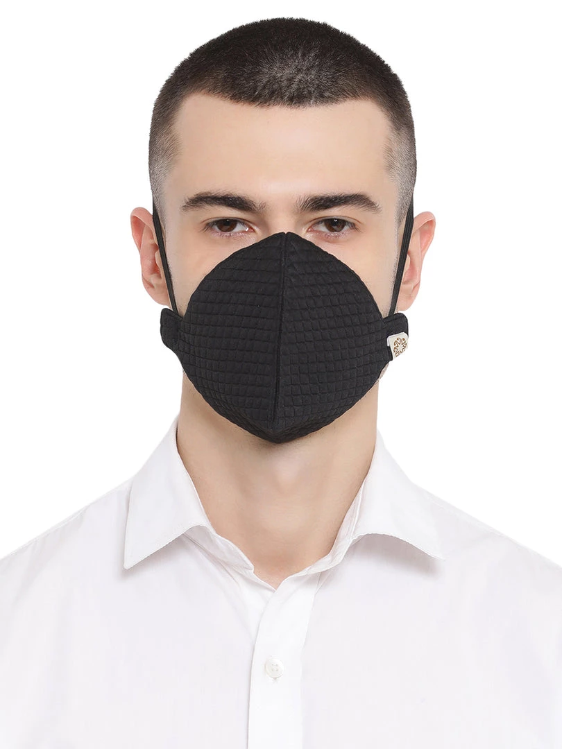 Rakhi Vastramay Unisex 4 -Ply Quilted Reusable Anti-Pollution, Comfortable Large Coverage With Ear Loops Wellness Masks In Black - Pack Of 1 7 Rakhi Vastramay Unisex 4 -Ply Quilted Reusable Anti-Pollution, Comfortable Large Coverage With Ear Loops Wellness Masks In Black - Pack Of 1