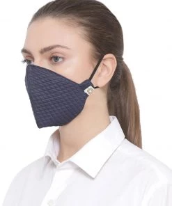 Vastramay Unisex 4 -Ply Quilted Reusable Anti-Pollution, Comfortable Large Coverage With Ear Loops Wellness Masks In Navy Blue - Pack Of 1 Rakhi