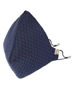 Vastramay Unisex 4 -Ply Quilted Reusable Anti-Pollution, Comfortable Large Coverage With Ear Loops Wellness Masks In Navy Blue - Pack Of 1 Rakhi