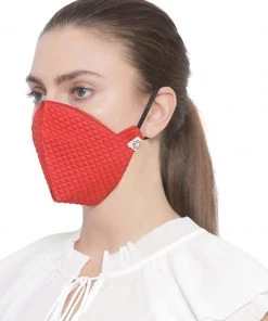 Rakhi Vastramay Unisex 4 -Ply Quilted Reusable Anti-Pollution, Comfortable Large Coverage With Ear Loops Wellness Masks In Red - Pack Of 1
