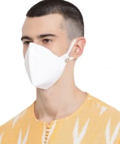 Vastramay Unisex 4 -Ply Quilted Reusable Anti-Pollution, Comfortable Large Coverage With Ear Loops Wellness Masks In White - Pack Of 1