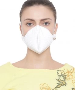 Vastramay Unisex 4 -Ply Quilted Reusable Anti-Pollution, Comfortable Large Coverage With Ear Loops Wellness Masks In White - Pack Of 1