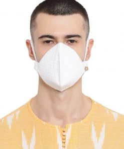 Vastramay Unisex 4 -Ply Quilted Reusable Anti-Pollution, Comfortable Large Coverage With Ear Loops Wellness Masks In White - Pack Of 1