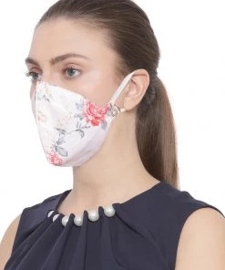 Vastramay Unisex 4 -Ply Floral Printed Reusable Anti-Pollution, Comfortable Large Coverage With Ear Loops Wellness Masks In Pink - Pack Of 1 Rakhi