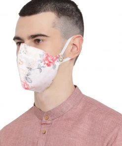 Vastramay Unisex 4 -Ply Floral Printed Reusable Anti-Pollution, Comfortable Large Coverage With Ear Loops Wellness Masks In Pink - Pack Of 1 Rakhi