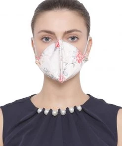 Vastramay Unisex 4 -Ply Floral Printed Reusable Anti-Pollution, Comfortable Large Coverage With Ear Loops Wellness Masks In Pink - Pack Of 1 Rakhi