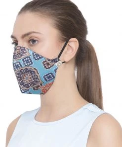 Vastramay Unisex 4 -Ply Abstract Printed Reusable Anti-Pollution, Comfortable Large Coverage With Ear Loops Wellness Masks In Blue - Pack Of 1