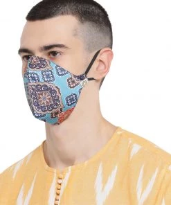 Vastramay Unisex 4 -Ply Abstract Printed Reusable Anti-Pollution, Comfortable Large Coverage With Ear Loops Wellness Masks In Blue - Pack Of 1