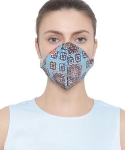 Vastramay Unisex 4 -Ply Abstract Printed Reusable Anti-Pollution, Comfortable Large Coverage With Ear Loops Wellness Masks In Blue - Pack Of 1