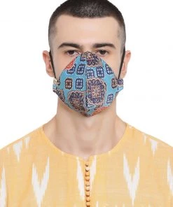 Vastramay Unisex 4 -Ply Abstract Printed Reusable Anti-Pollution, Comfortable Large Coverage With Ear Loops Wellness Masks In Blue - Pack Of 1