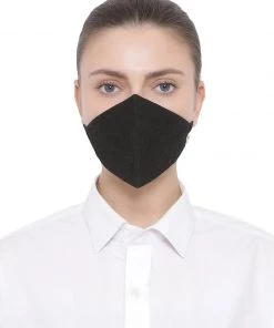 Vastramay Unisex 4 -Ply Imported Self Design Reusable Anti-Pollution, Comfortable Large Coverage With Ear Loops Wellness Masks In Black - Pack Of 1 Rakhi