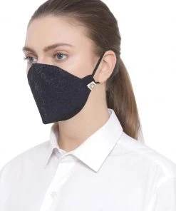 Vastramay Unisex 4 -Ply Imported Self Design Reusable Anti-Pollution, Comfortable Large Coverage With Ear Loops Wellness Masks In Navy Blue - Pack Of 1 Rakhi