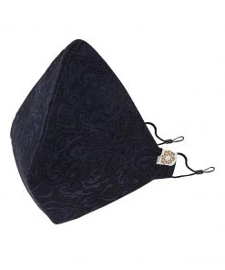 Vastramay Unisex 4 -Ply Imported Self Design Reusable Anti-Pollution, Comfortable Large Coverage With Ear Loops Wellness Masks In Navy Blue - Pack Of 1 Rakhi