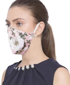 Vastramay Unisex 4 -Ply Floral Printed Reusable Anti-Pollution, Comfortable Large Coverage With Ear Loops Wellness Masks In Pink - Pack Of 1 Rakhi