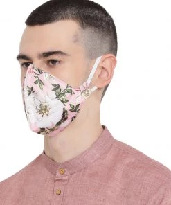 Vastramay Unisex 4 -Ply Floral Printed Reusable Anti-Pollution, Comfortable Large Coverage With Ear Loops Wellness Masks In Pink - Pack Of 1 Rakhi