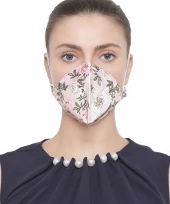 Vastramay Unisex 4 -Ply Floral Printed Reusable Anti-Pollution, Comfortable Large Coverage With Ear Loops Wellness Masks In Pink - Pack Of 1 Rakhi