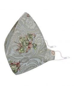 Vastramay Unisex 4 -Ply Floral Print On Embroidered Base Reusable Anti-Pollution, Comfortable Large Coverage With Ear Loops Wellness Masks In Green - Pack Of 1