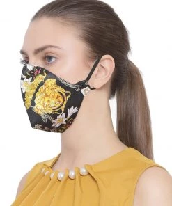 Rakhi Vastramay Unisex 4 -Ply Abstract Printed Reusable Anti-Pollution, Comfortable Large Coverage With Ear Loop Wellness Masks In Black - Pack Of 1