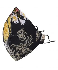 Rakhi Vastramay Unisex 4 -Ply Abstract Printed Reusable Anti-Pollution, Comfortable Large Coverage With Ear Loop Wellness Masks In Black - Pack Of 1