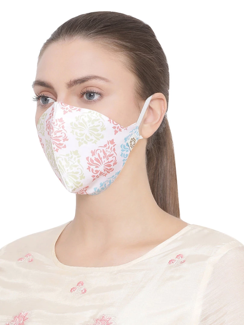 Rakhi Vastramay Unisex 4 -Ply Ethnic Motif Printed Reusable Anti-Pollution Ear Loops Wellness Mask In White - Pack Of 1 3 Rakhi Vastramay Unisex 4 -Ply Ethnic Motif Printed Reusable Anti-Pollution Ear Loops Wellness Mask In White - Pack Of 1