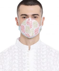 Rakhi Vastramay Unisex 4 -Ply Ethnic Motif Printed Reusable Anti-Pollution Ear Loops Wellness Mask In White - Pack Of 1 14 Rakhi Vastramay Unisex 4 -Ply Ethnic Motif Printed Reusable Anti-Pollution Ear Loops Wellness Mask In White - Pack Of 1