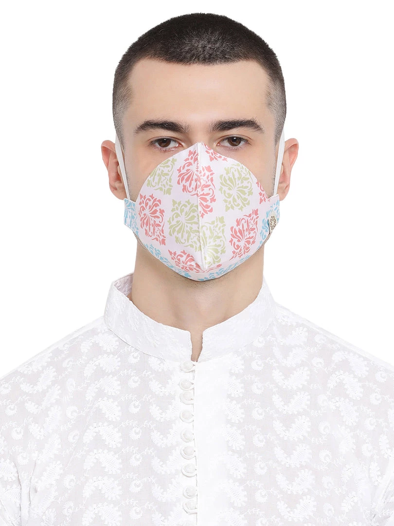Rakhi Vastramay Unisex 4 -Ply Ethnic Motif Printed Reusable Anti-Pollution Ear Loops Wellness Mask In White - Pack Of 1 7 Rakhi Vastramay Unisex 4 -Ply Ethnic Motif Printed Reusable Anti-Pollution Ear Loops Wellness Mask In White - Pack Of 1